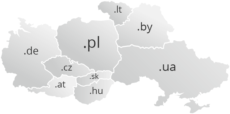 Przykładu krajów, które używają domen najwyższego poziomu.