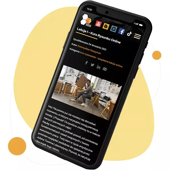 Platforma z kursami rysunku online na smartfonie